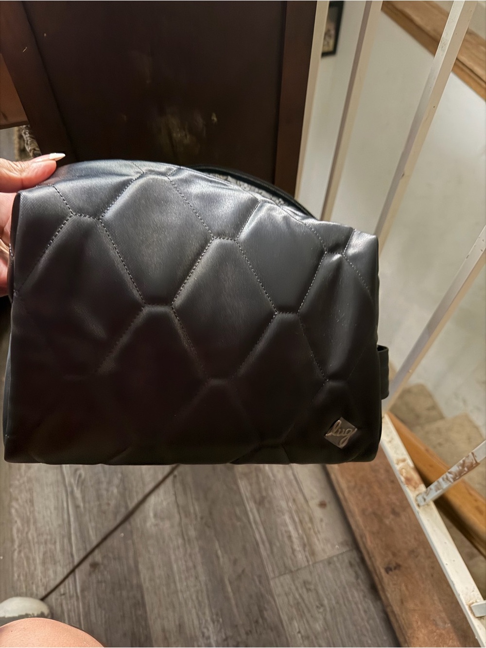 lug Black Quilted Travel Toiletry Pouch